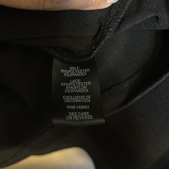 Studio Crepe Jersey Mock Neck Lace Inset Top - Picture 10 of 10